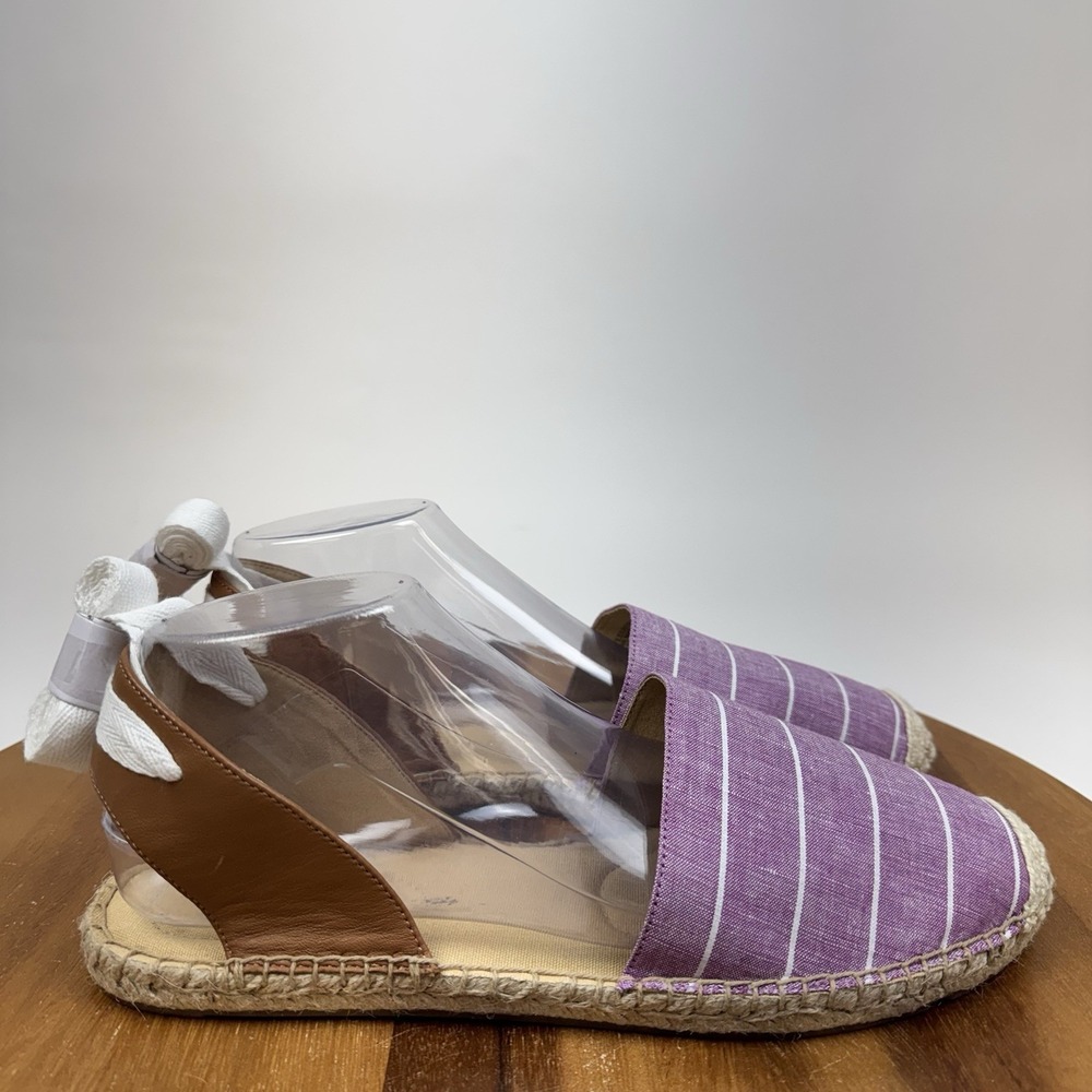 New NWOB Womens Talbots Izzy Lavender Striped D'Orsay Espadrilles Size 10.5 M